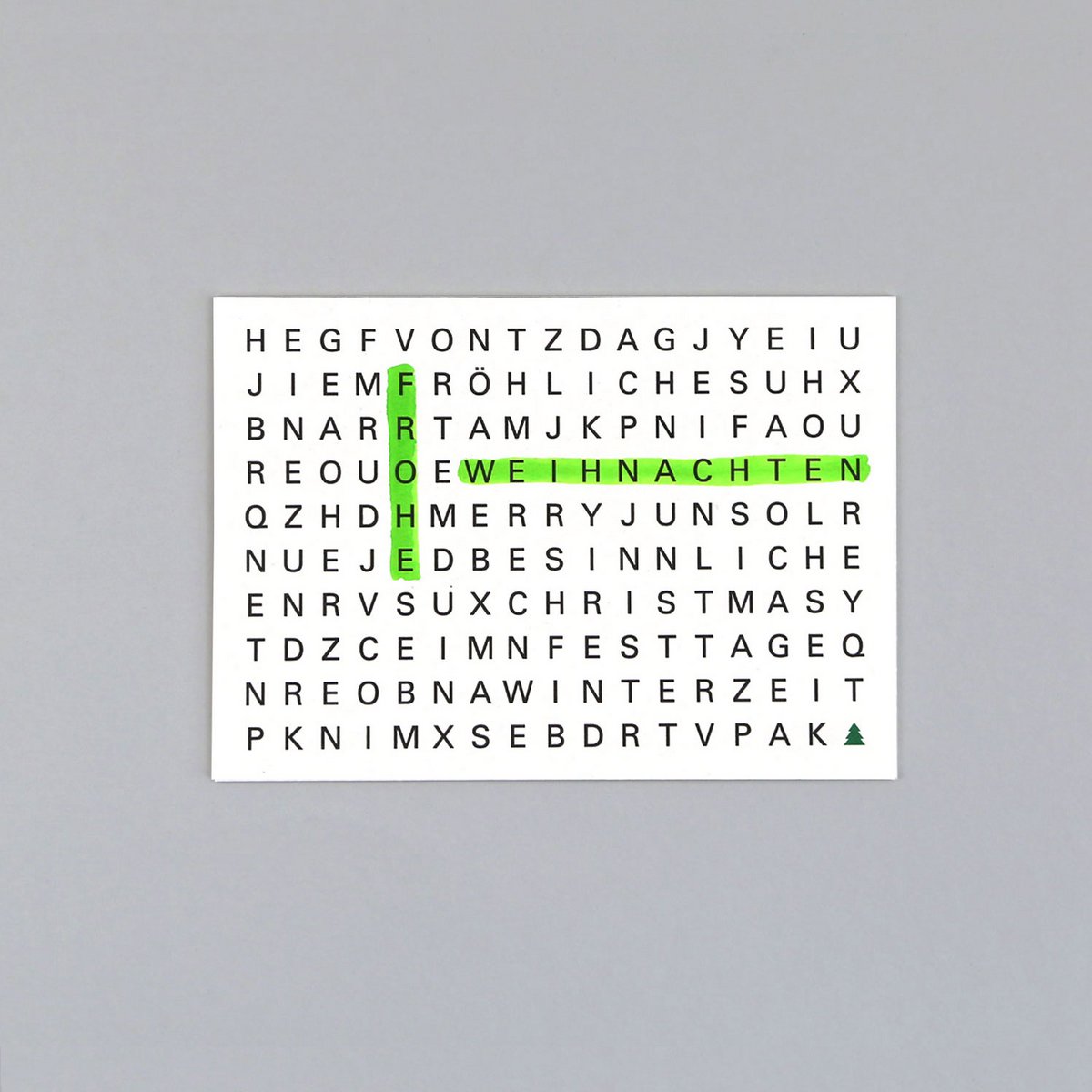 Postkarte Holzschliff Weihnachtskarte Ted Rätsel