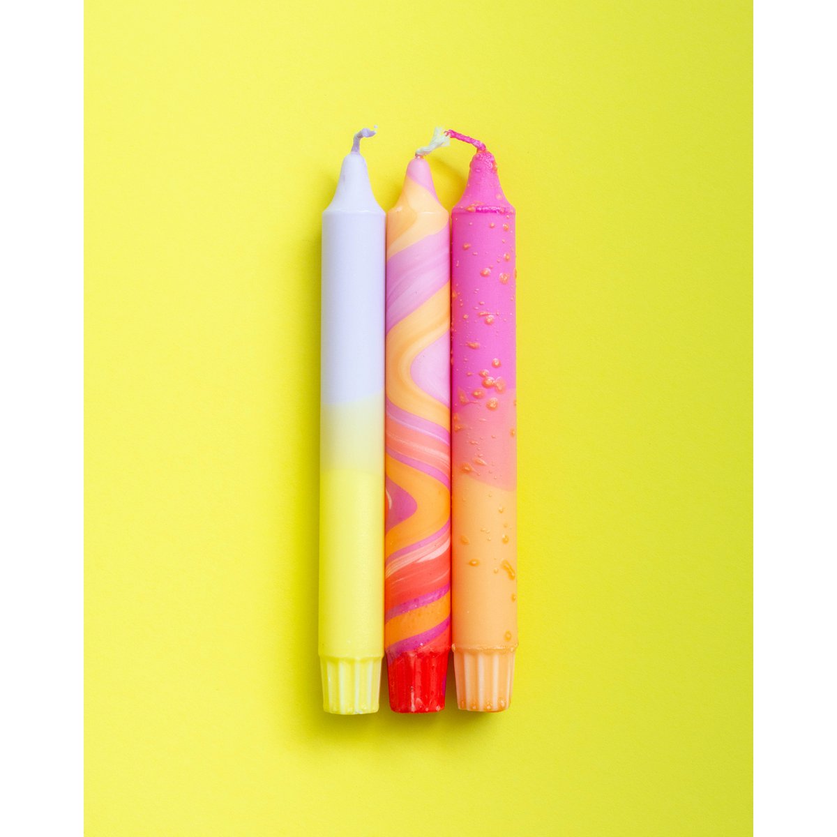 3-pack Taper Candles Summer Sunset Bright Colours