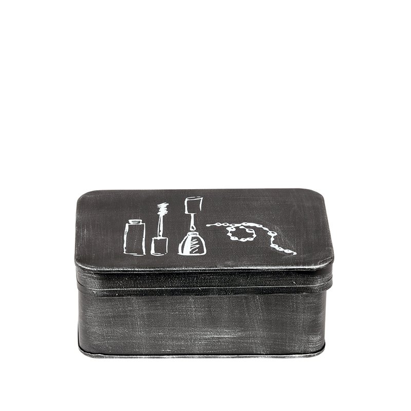Pudełko do przechowywania kosmetyków Hazer - Antyczna czerń - Metal - Jeden rozmiar 21 x 9 x 15 cm