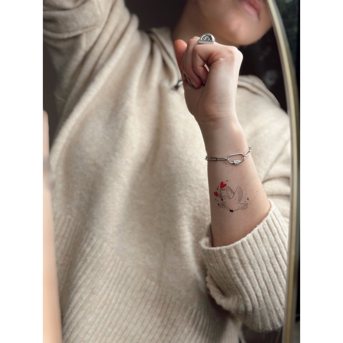 Tatuaggio temporaneo Sioou - Una colomba innamorata x5