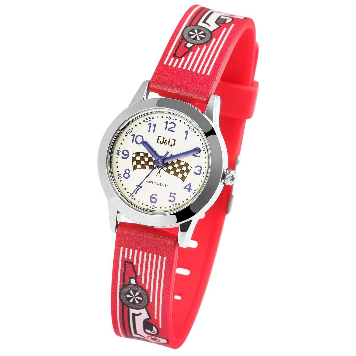 Montre pour enfants Q&Q avec bracelet en plastique, "voiture de course", 3 bars