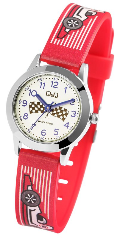 Montre pour enfants Q&Q avec bracelet en plastique, "voiture de course", 3 bars