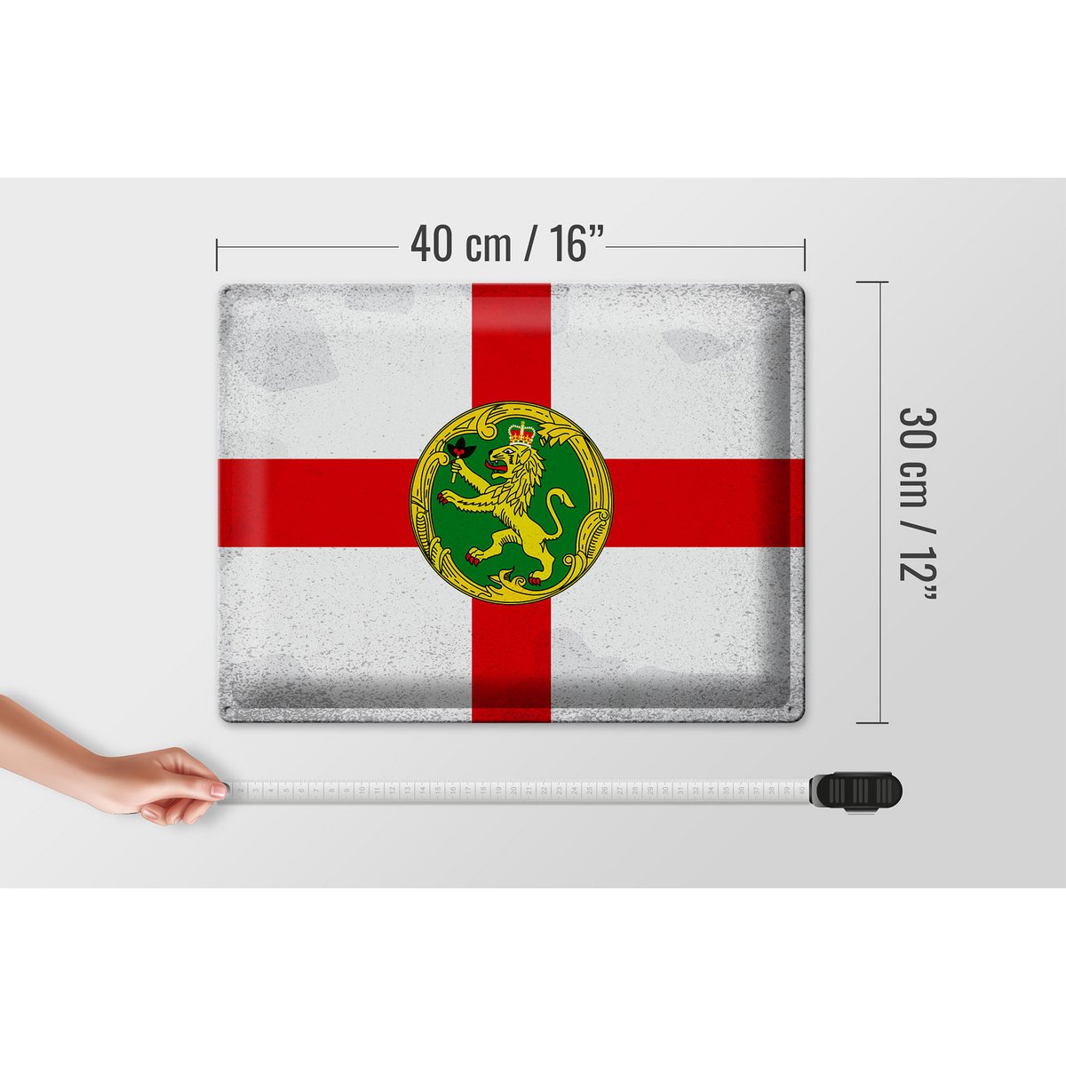 Tin Sign Flag Alderney 40x30cm Flag Alderney Vintage