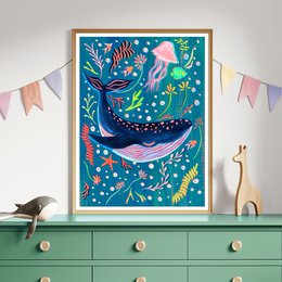 Blue Whale Nursery Print