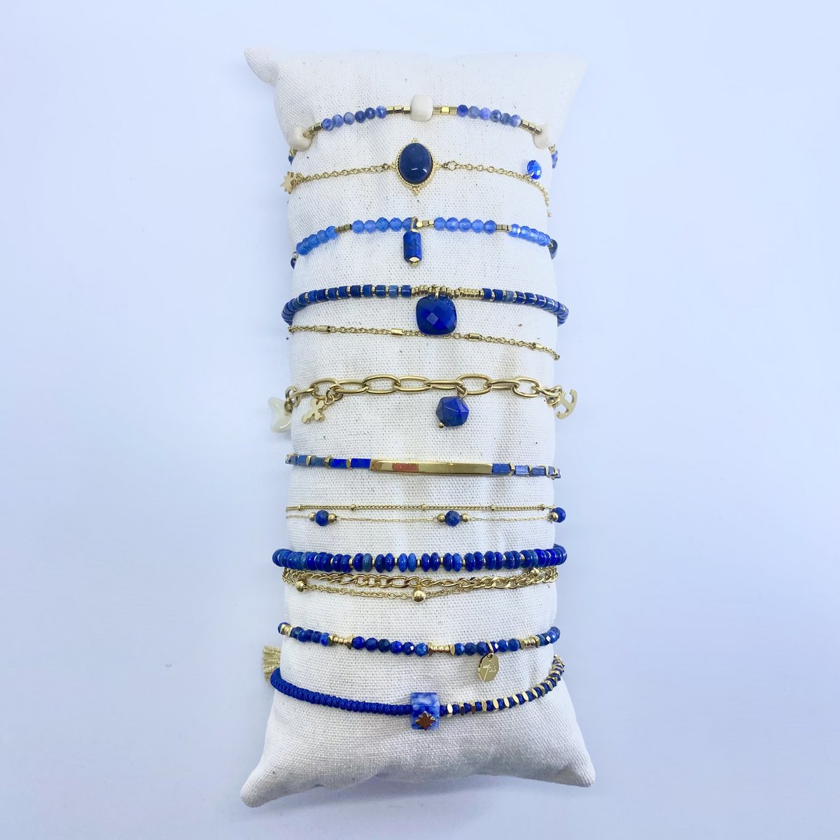 Best Seller Kit 10 pulseras navideñas de acero inoxidable en oro azul