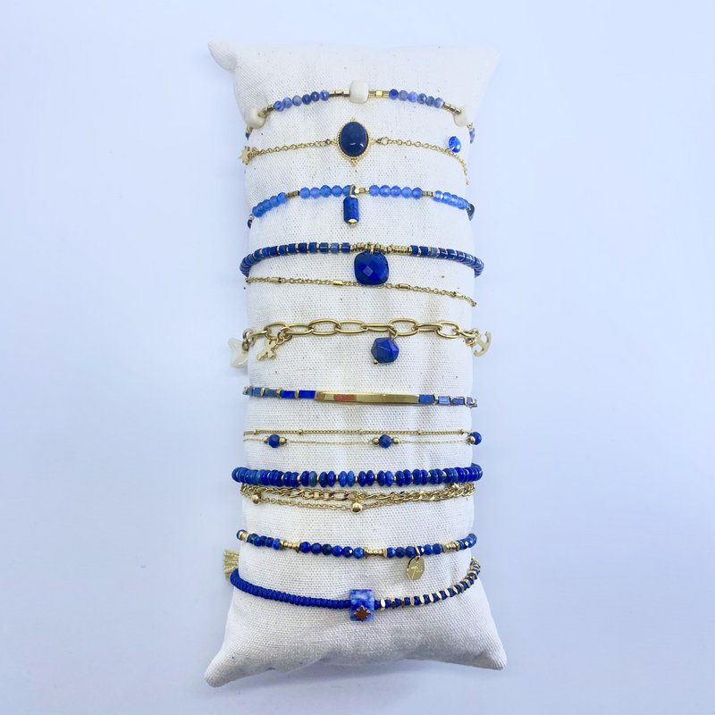 Best Seller Kit 10 Christmas Blue Gold rustfrit stål armbånd