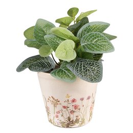 Bloempot Ø 12x10 cm Roze Beige Keramiek Bloemen Bloempot Binnen