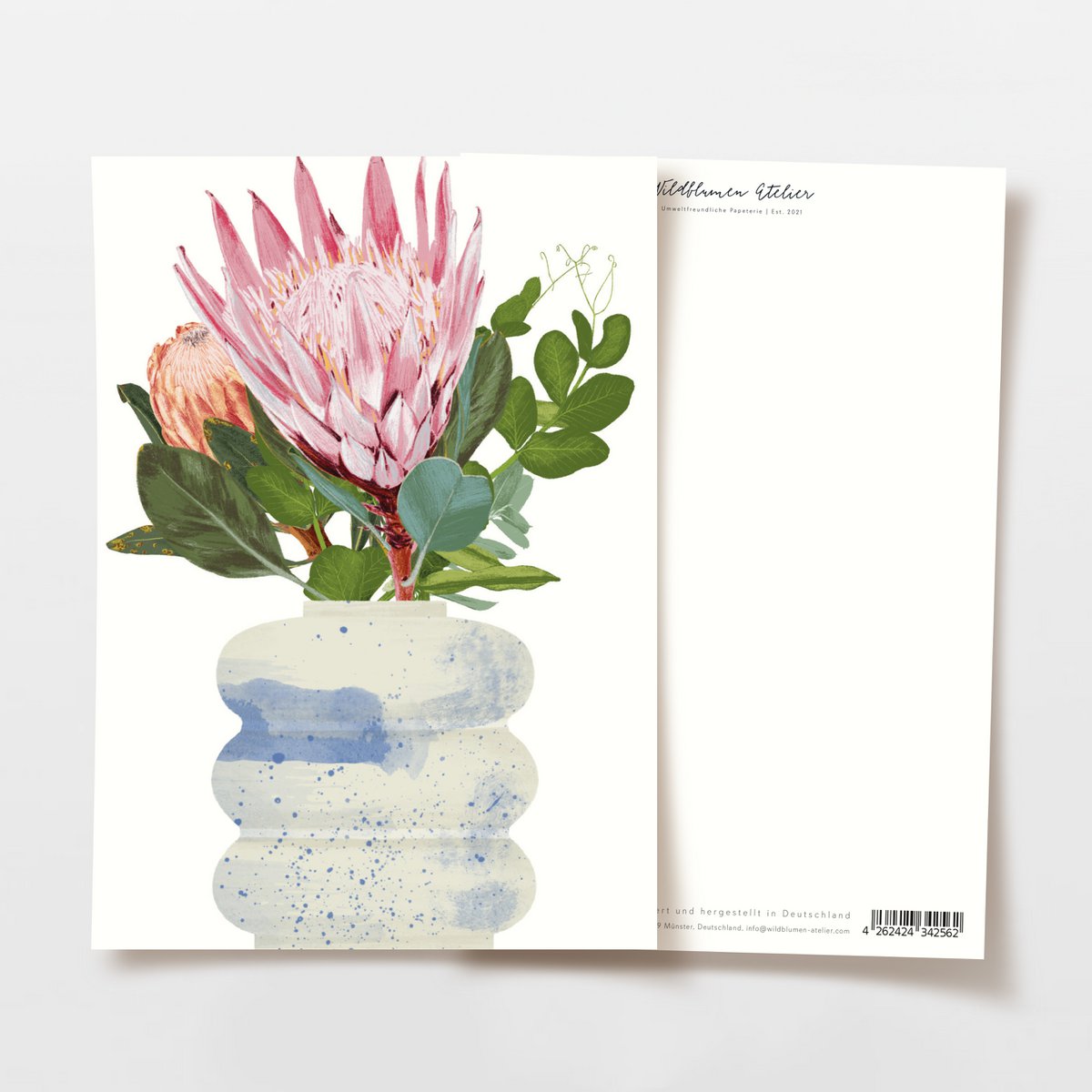Postcard bubble vase with bouquet of flowers