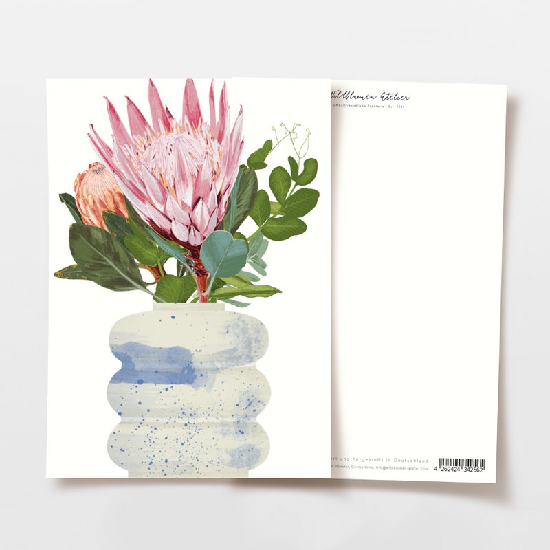 Postcard bubble vase with bouquet of flowers