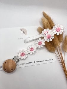 Pacifier cord daisy pink