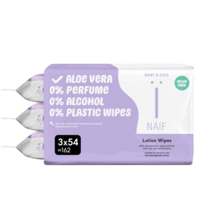 3-pack Lotion Baby Wipes in plastic bag
