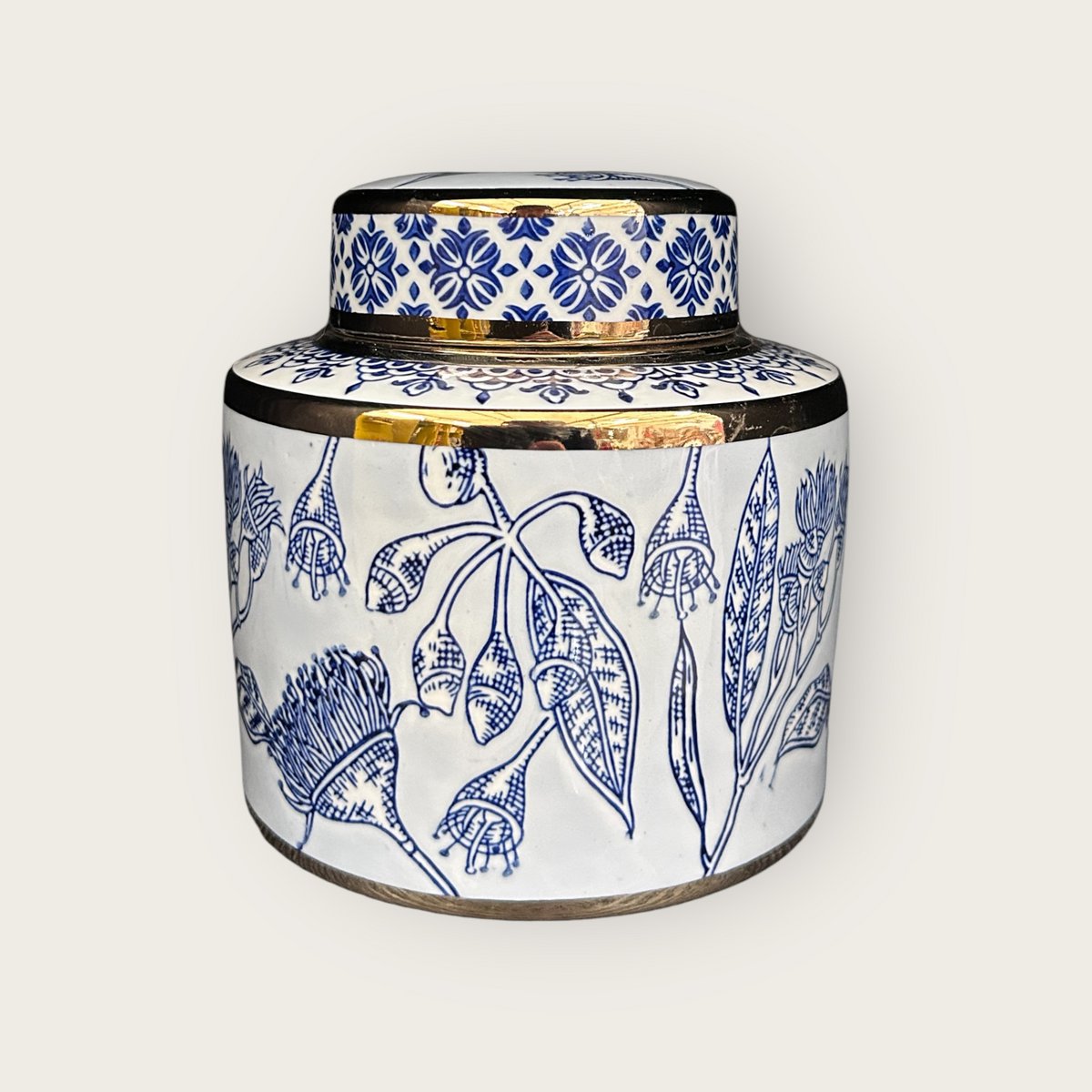 Florero de Porcelana Azul y Blanca (Para Cocina Hogar)