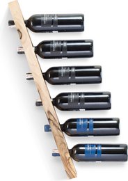 Tu Las™ Wall Mounted Wooden Wine Rack - 77 x 9 x 4 cm - Floating Wine Bottle Holder - Walnut Wood