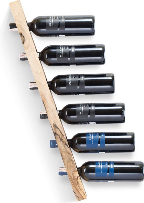 Tu Las™ Wandmontiertes Weinregal aus Holz – 77 x 9 x 4 cm – Schwebender Weinflaschenhalter – Walnussholz