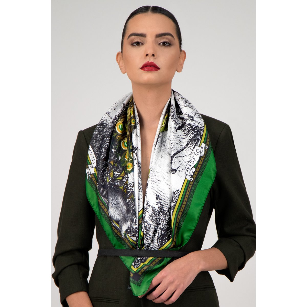 Peacock Feathers  100% silk scarf -180*75