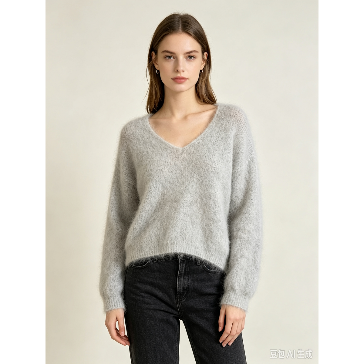 Mohair trui met V-hals REF. 7714