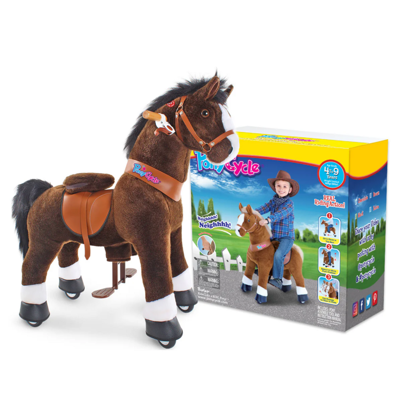 Ponycykelstur på Toy Chocolate Brown Horse | Alder 4-7 | Plush Animal Riding Toy | Klassiske u bedste gaver