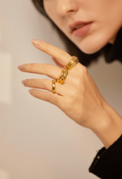 Maëlys - Wide Twisted Rope Gold Ring