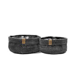 SIZO Knitted Paper Bag Schwarz mit wasserdichtem, biologisch abbaubarem Innenfutter