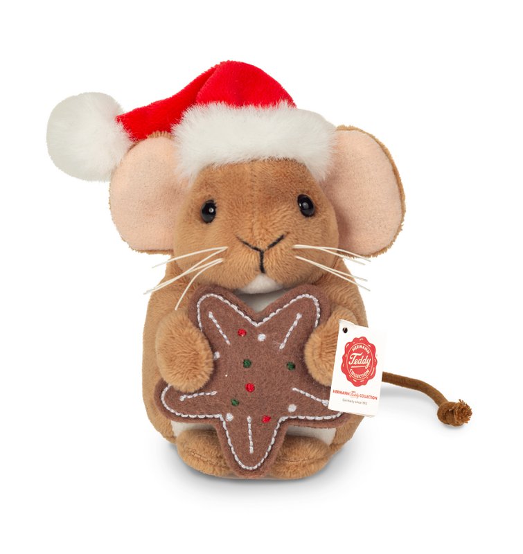 Mouse di Natale con biscotto 11 cm - peluche - giocattolo soft