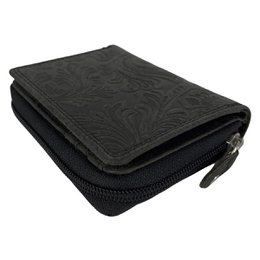 Wallet Women - Buffalo Leather - Leather - RFID - Flower Print - In 5 Colors