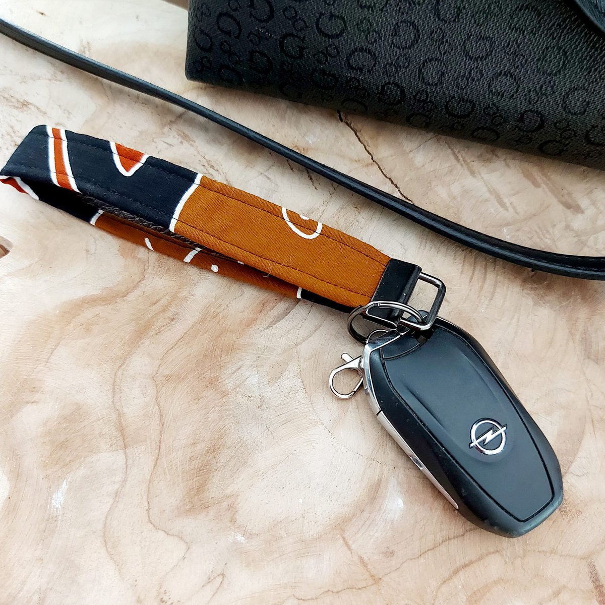 Afrikanischer Druck und Schlüsselanhänger aus Leder | Armband | Schlüsselhalter
