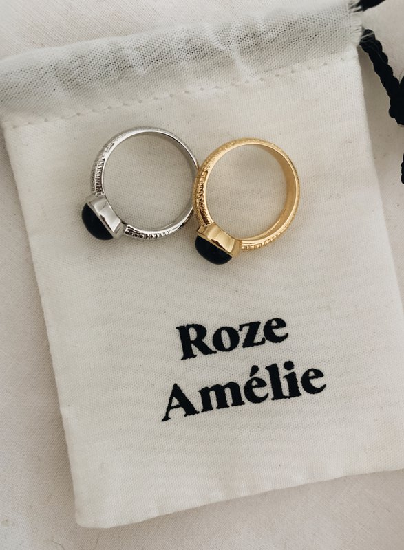 Anello da mignolo nero La Vie En Rose - Argento