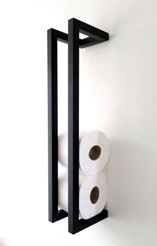 LS COLLECTION® Portarotolo di lusso in acciaio inossidabile - Portarotolo - Portarotolo - Portarotolo di ricambio Nero - Porta asciugamani - Porta asciugamani - Porta asciugamani - Portaoggetti - Rack - Nero opaco - Appeso - Autoadesivo - Moderno