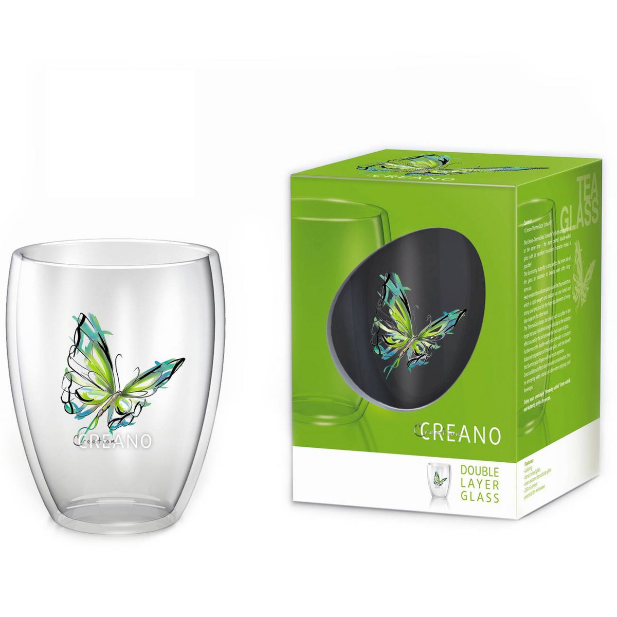 Creano Doppelwandglas Schmetterling 250ml 6er Set