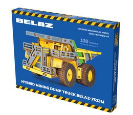 Eco Wood Art (EWA) 3D-Puzzle aus mechanischem Holz, Hybrid-Bergbau-Muldenkipper Belaz-7513M, 4233, Farbe Gelb, 18 x 9 x 10 cm