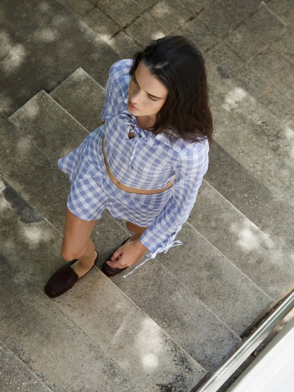 Chemise bleue à carreaux Commute