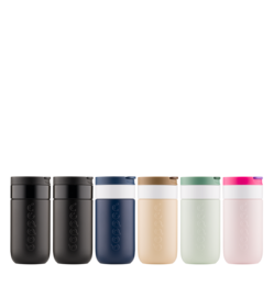  Dopper Travel Mug 300ml, cylindrical insulated mug, multiple colors black navy cream mint pink, leak-proof, durable stainless steel.