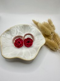 Setje haarelastiekjes - Peony rose burgundy