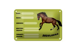 Tin Sign Horse 18x12cm Andalusian Name Owner Breed Decoration