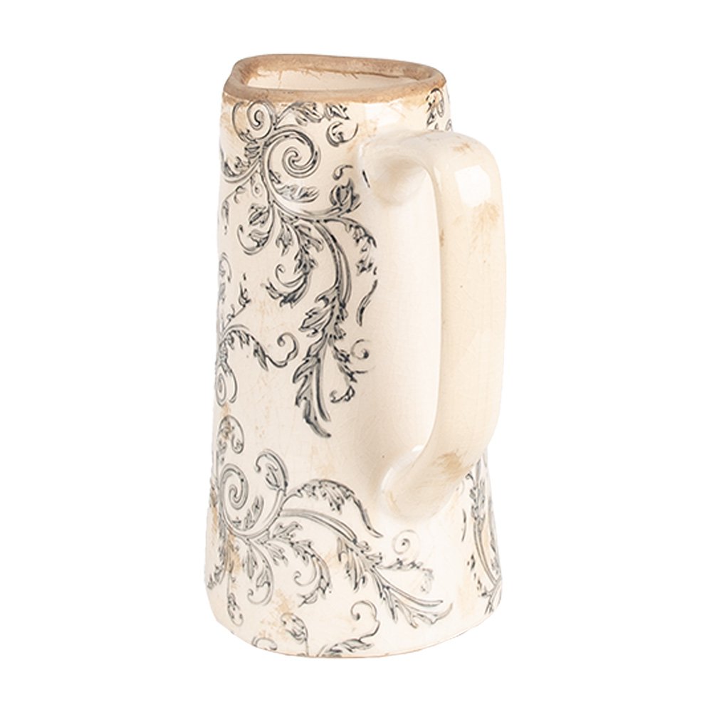 Decoration Jug 16x11x20 cm Beige Gray Ceramic Flowers Jug
