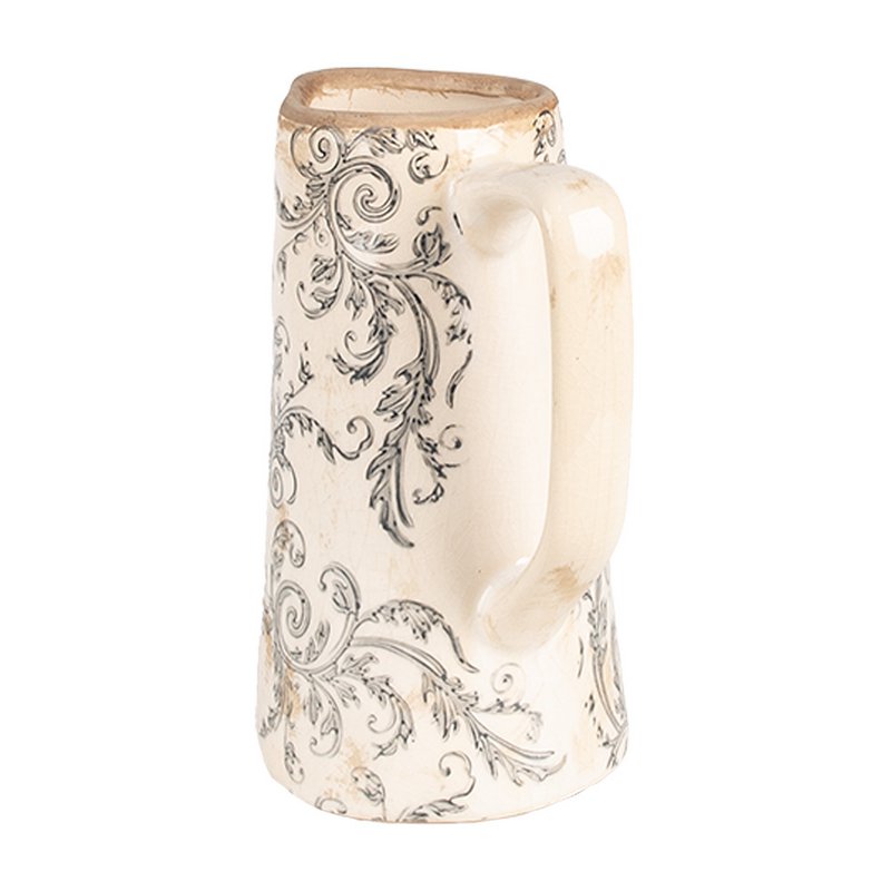 Decoration Jug 16x11x20 cm Beige Gray Ceramic Flowers Jug