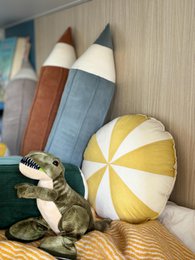 Crayon velvet pillow “Blue"