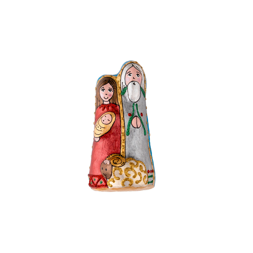 Handgefertigte Skulptur der Heiligen Familie aus Pappmaché (klein)