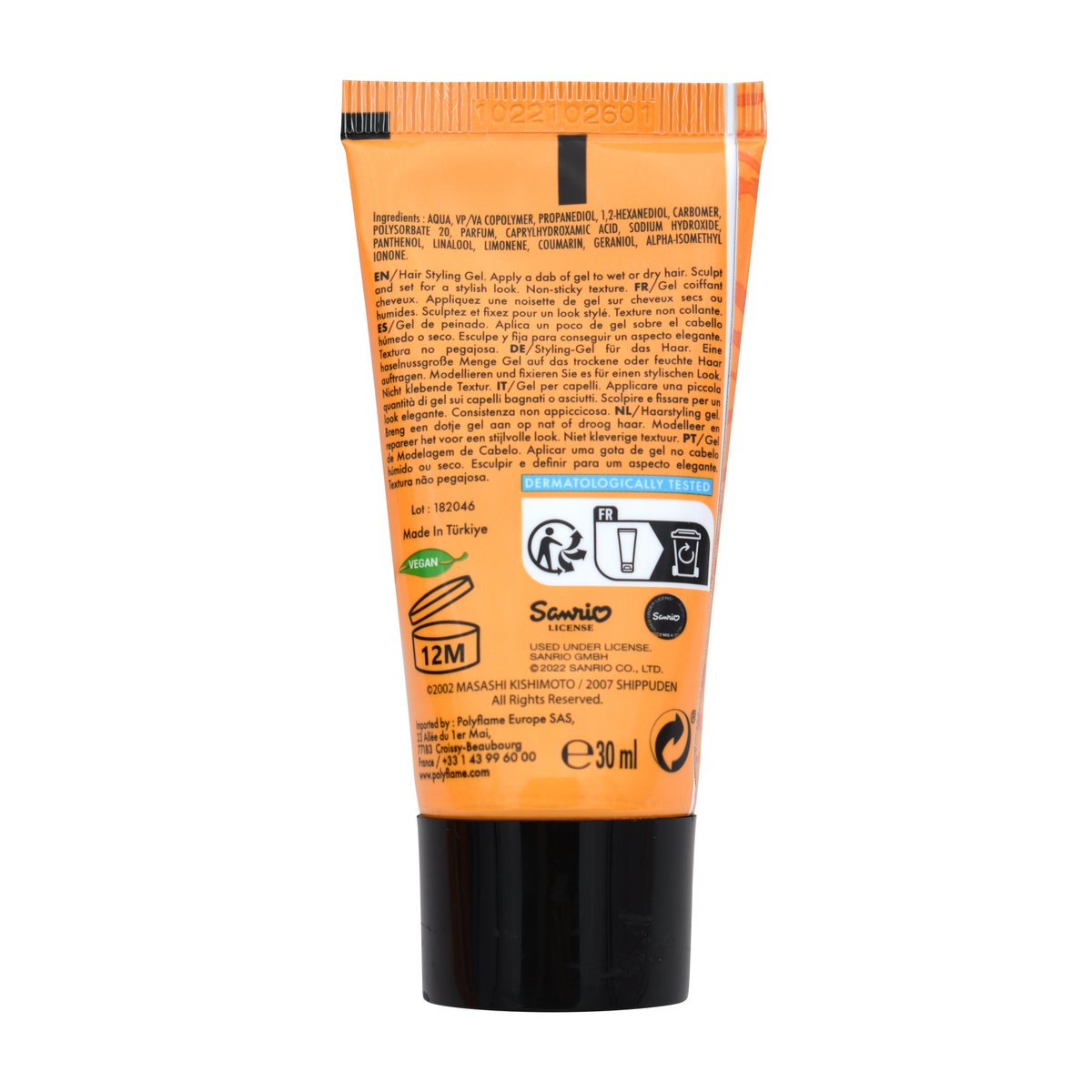 Gel cheveux coiffant 30ml Naruto