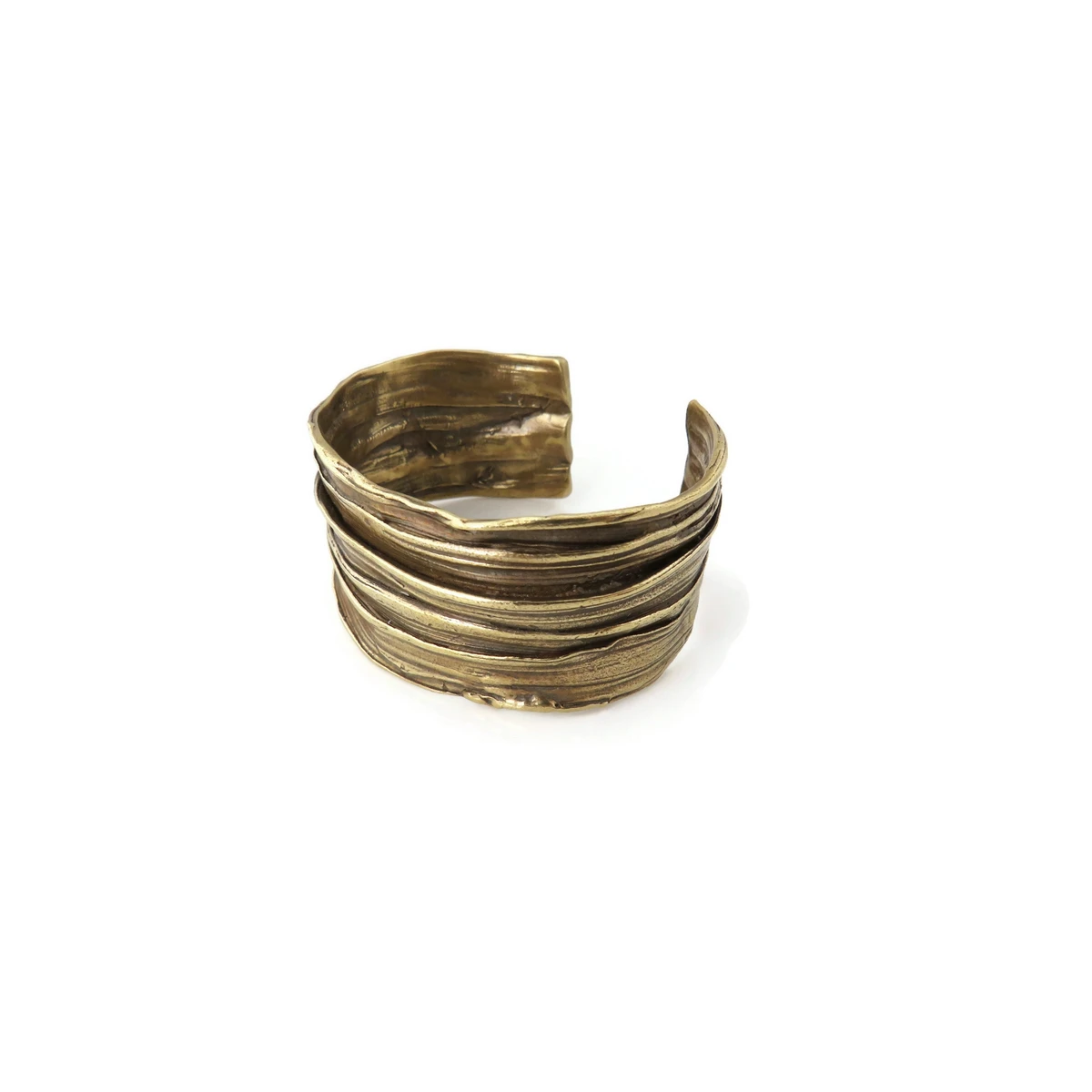Brazalete ancho de bronce patinado – Escultural