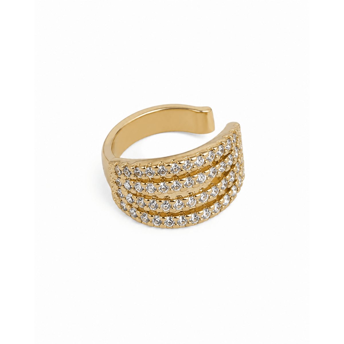 Bold Spark Ear Cuff - Ear cuff with gold-plated cubic zirconia