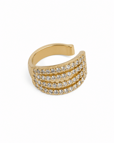 Bold Spark Ear Cuff - Ear cuff with gold-plated cubic zirconia