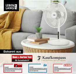 LEBENLANG Standventilator mit Fernbedienung - 3510m3/h & LED-Display & 5 Modi I Energiesparend & Oszillierender I Silent Ventilator Timer Standventilatoren Standing Fan leiser Ventilator Büro