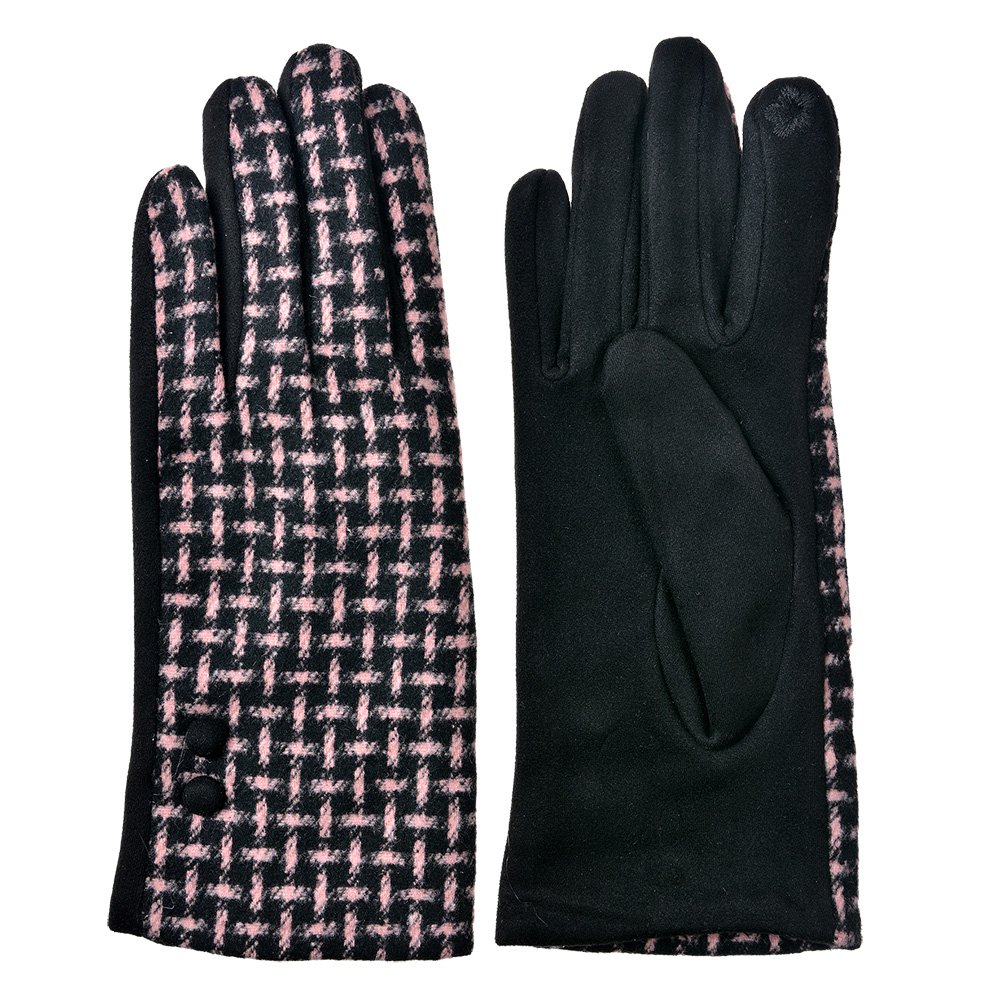 Gloves Winter 9x23 cm Black Pink Polyester
