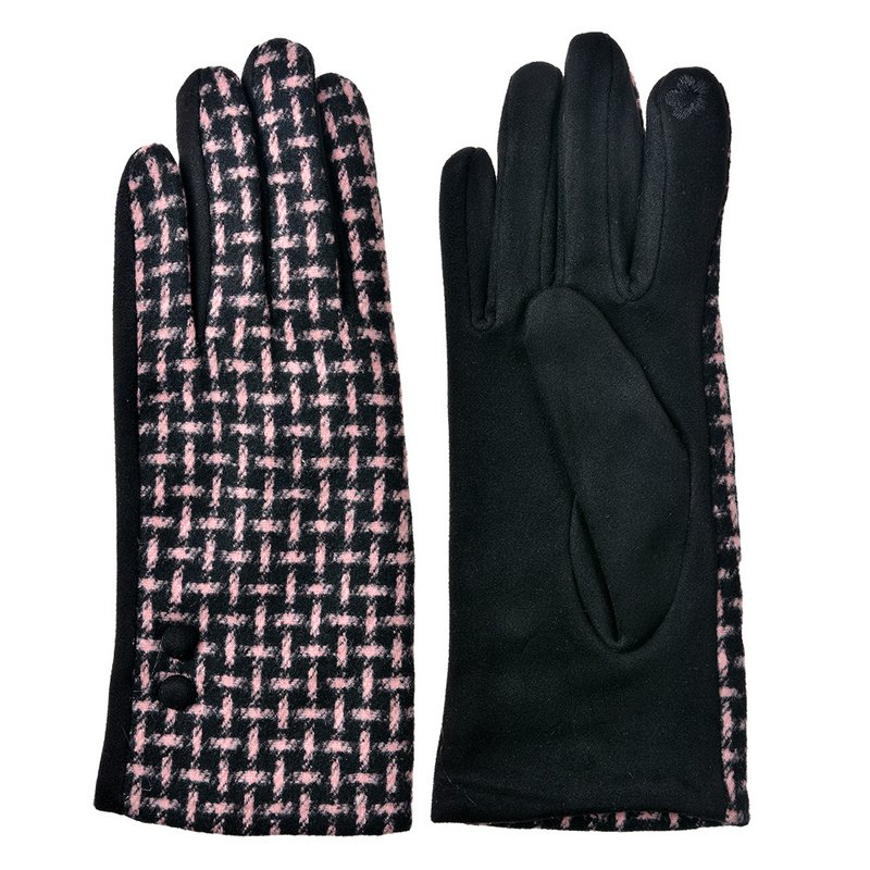 Gloves Winter 9x23 cm Black Pink Polyester