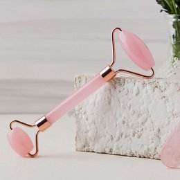 Juego de 11+1 masajeadores de rodillos faciales de cuarzo rosa gratis