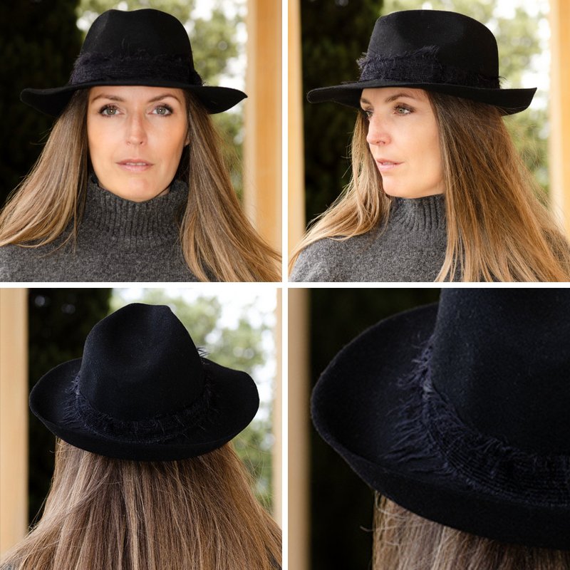 FELT HAT - mohair ribbon, unstitched edge