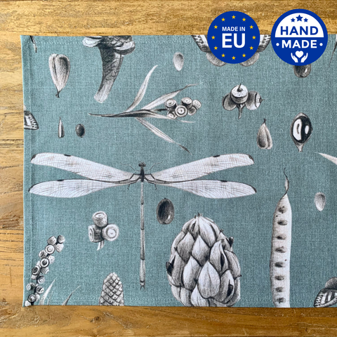 Tischset 30 x 43 cm, 100 % Baumwolle, bedruckt | Samen Aqua