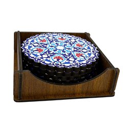 Holz-Untersetzer - 6er Set - Nelke - 9cm