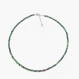 Collier perles facettées - Rubis / Zoïsite (3 mm)